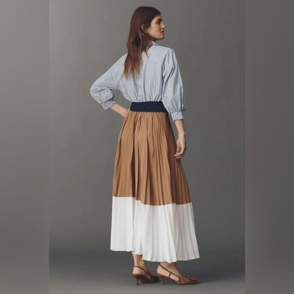 NWT Size XL - The Somerset Colorblock Pleated Twofer Maxi Dress (NWT US$ 228) - Picture 5 of 16